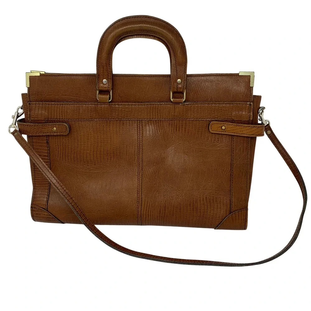 Smart Bags Vintage Brown Lizard Embossed Leather Briefcase Satchel Made in USA